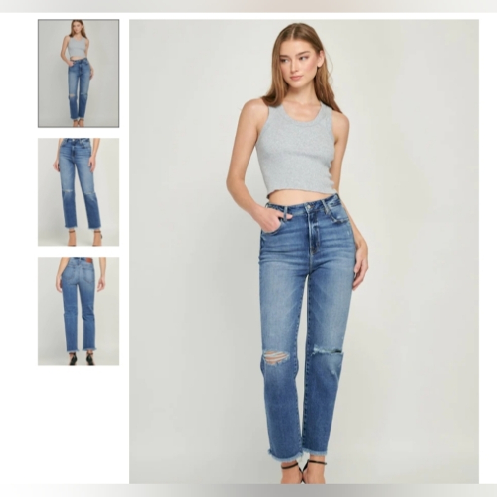 Hidden, Light Wash, Cropped, Distressed, Junior Jeans, Size 27